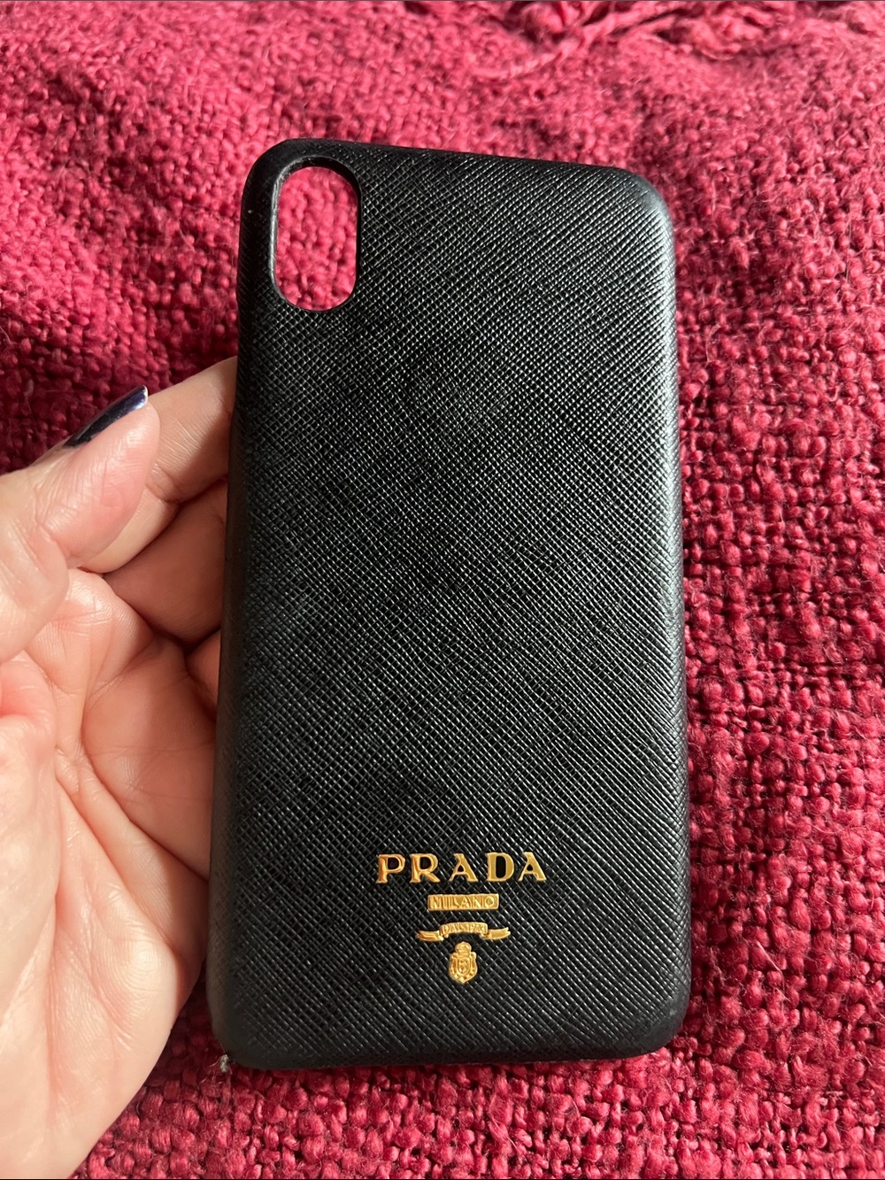 PRADA Black Saffiano Leather iPhone XS Max case